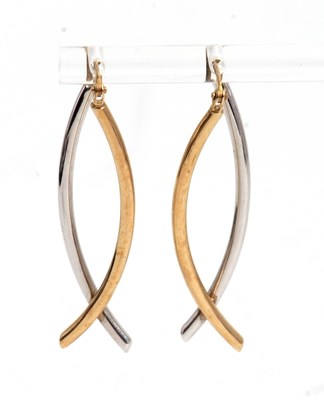 Lot 120 - A pair of 9ct earrings, in white and yellow...