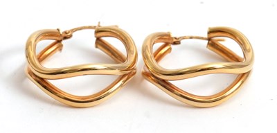 Lot 113 - A pair of 9ct earrings, the double row...