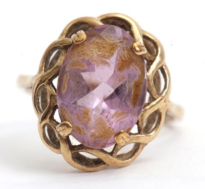 Lot 71 - A 9ct amethyst ring, with oval amethyst in a...