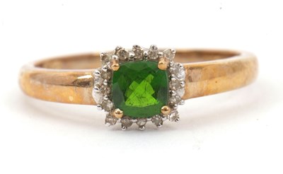 Lot 61 - A 9ct diopside and white stone ring, with...