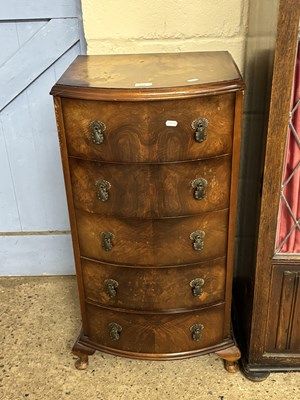 Lot 252 - 20th Century bow front five drawer walnut chest