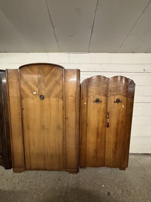 Lot 257 - An Art Deco style walnut veneered arch top...