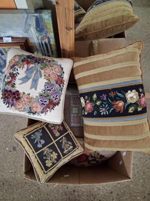 Lot 270 - A box of assorted needlework cushions