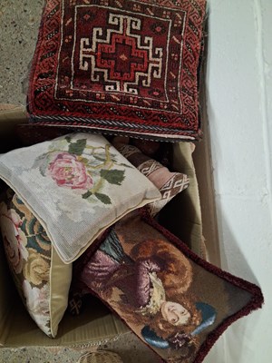 Lot 272 - A box of assorted needlework cushions