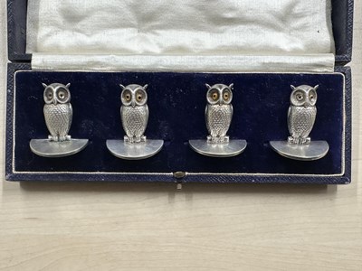 Lot 171 - A cased set of four silver Menu Holders,...