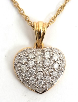 Lot 87 - An 18ct diamond heart necklace, the heart...