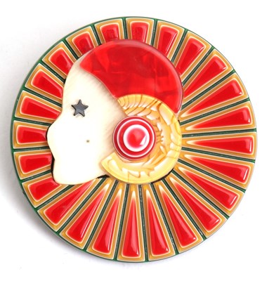 Lot 222 - A Lea Stein brooch, the round brooch with a...