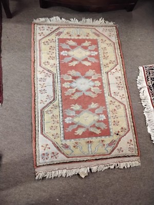 Lot 578 - A small 20th Century Turkish wool floor rug...