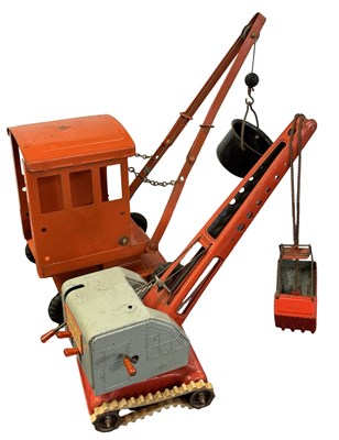 Lot 201 - A pair of vintage pressed steel crane models,...