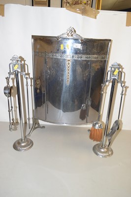 Lot 18 - A vintage chrome finish fire guard and two...
