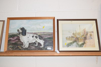 Lot 34 - A framed oil on board study of a Spaniel...