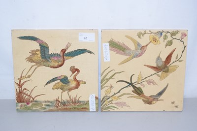 Lot 41 - A pair of Victorian tiles decorated with birds