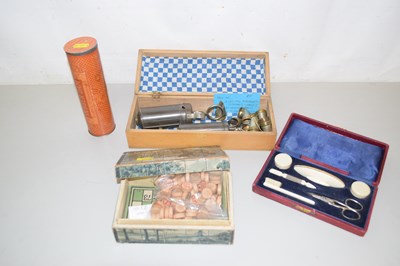 Lot 106 - A simulated ivory boxed vanity set together...
