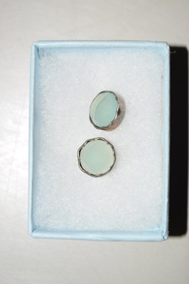 Lot 118 - A pair of silver mounted earrings