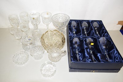 Lot 137 - A cased set of six wine glasses together with...