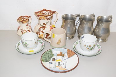 Lot 140 - Two Masons brown velvet jugs together with...