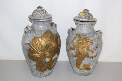 Lot 151 - A pair of modern covered vases