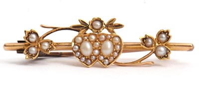 Lot 102 - A late Victorian seed pearl bar brooch, with...