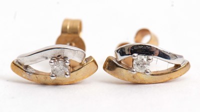 Lot 89 - A pair of 9ct diamond earrings, the bi-colour...