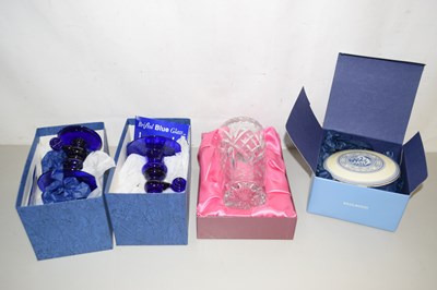 Lot 192 - A pair of reproduction Bristol blue glass...