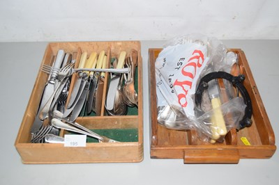 Lot 195 - Two trays of silver plate and steel cutlery