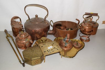 Lot 203 - A group of various copper and brass wares to...