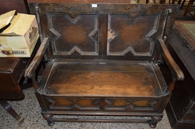 Lot 283 - A 20th Century oak monks bench hall seat