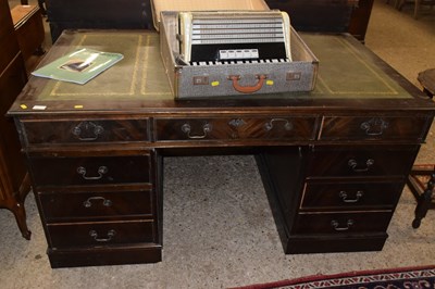 Lot 332 - A reproduction mahogany twin pedestal desk