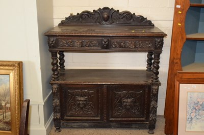 Lot 249 - Late Victorian Gothic carved oak buffet cabinet