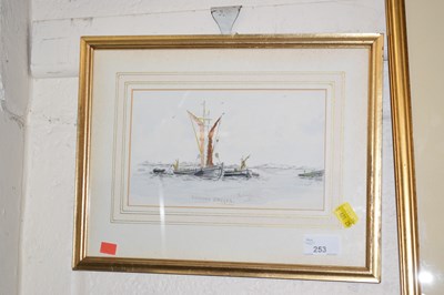 Lot 253 - Small watercolour study of Thames barges