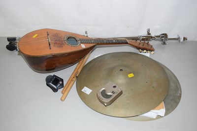 Lot 531 - Pair of cymbals, a lute, music stand,...
