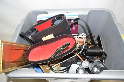 Lot 646 - Binoculars, table lamp, brass ware etc
