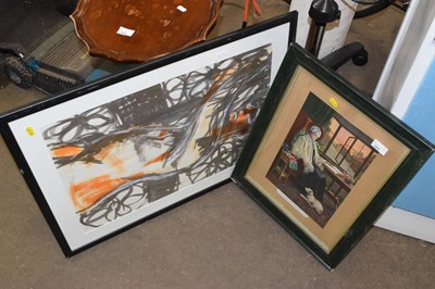 Lot 804 - E Holmes abstract study together with a...