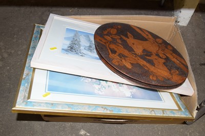Lot 689 - Box of assorted pictures and prints