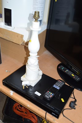 Lot 727 - A Panasonic freeview box and an onyx table lamp