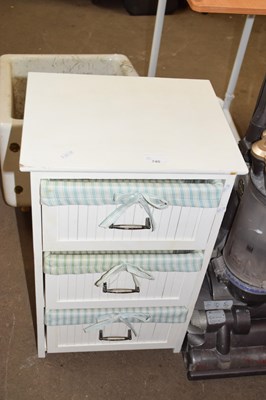 Lot 740 - Three drawer bedside cupboard
