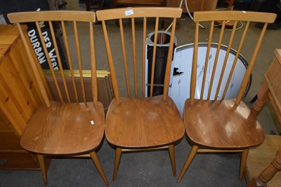 Lot 748 - Three pine kitchen chairs