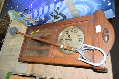 Lot 754 - Wooden cased wall clock and shooing stick