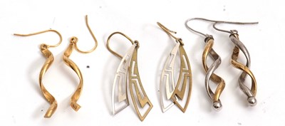 Lot 152 - Three pairs of 9ct earrings: including a pair...