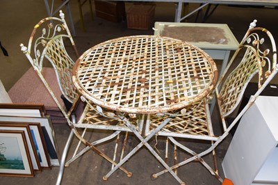 Lot 816 - A metal garden table and two chairs