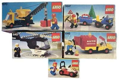Lot 244 - Five boxed vintage Lego mini sets, to include:...