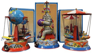 Lot 195 - Three boxes Wilesco tinplate toys, to include:...