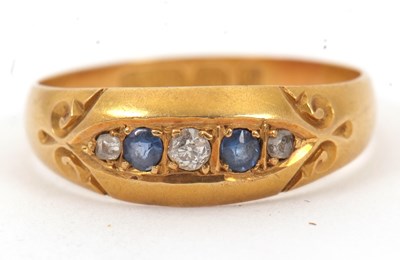 Lot 32 - A late Victorian 18ct sapphire and diamond...