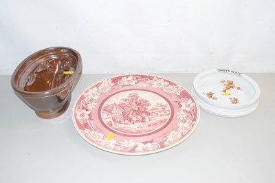 Lot 1 - A stone ware jelly mould, a Lossol ware baby...