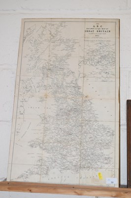 Lot 30 - A railway guide map of Great Britain mounted...