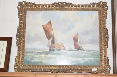 Lot 33 - D. Lightfoot study of shipping scene, oil on...