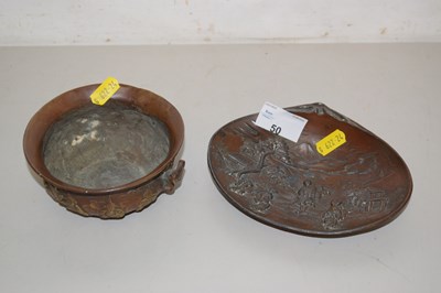 Lot 50 - An Oriental bronzed metal circular bowl and a...