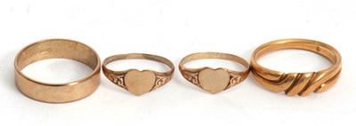 Lot 196 - Three gold rings and another ring: to include...