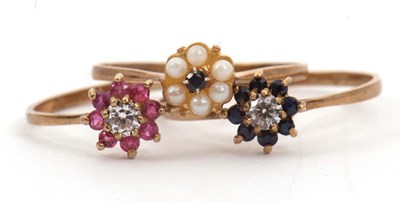 Lot 51 - Three 9ct gemset rings: to include a 9ct CZ...