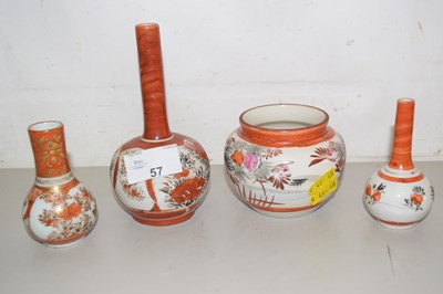 Lot 57 - Group of three small Japanese stem vases and...